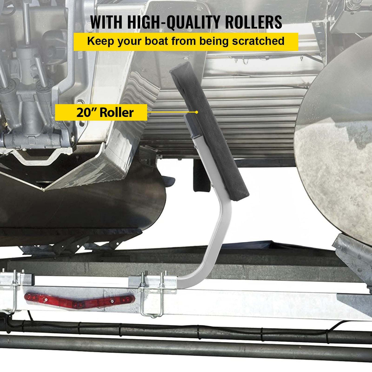 Boat Trailer Guide on, 20", One Pair Trailer Pontoon Bunk Board Guide-ons, Steel Trailer Guides, Complete Mounting Accessories Included, for Ski Boat, Fishing Boat or Sailboat Trailer