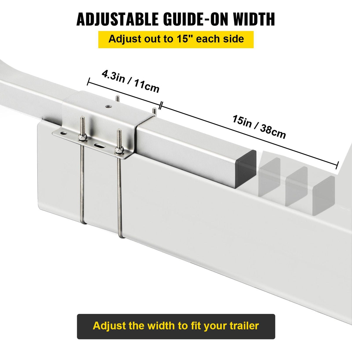 Boat Trailer Guide-on, 22\", 2PCS Steel Trailer Post Guide ons, with White PVC Tube Covers, Complete Mounting Accessories Included, for Ski Boat, Fishing Boat or Sailboat Trailer