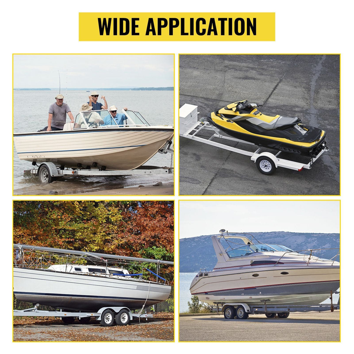Boat Trailer Guide-on, 60\", 2PCS Steel Trailer Post Guide ons, with White PVC Tube Covers, Complete Mounting Accessories Included, for Ski Boat, Fishing Boat or Sailboat Trailer