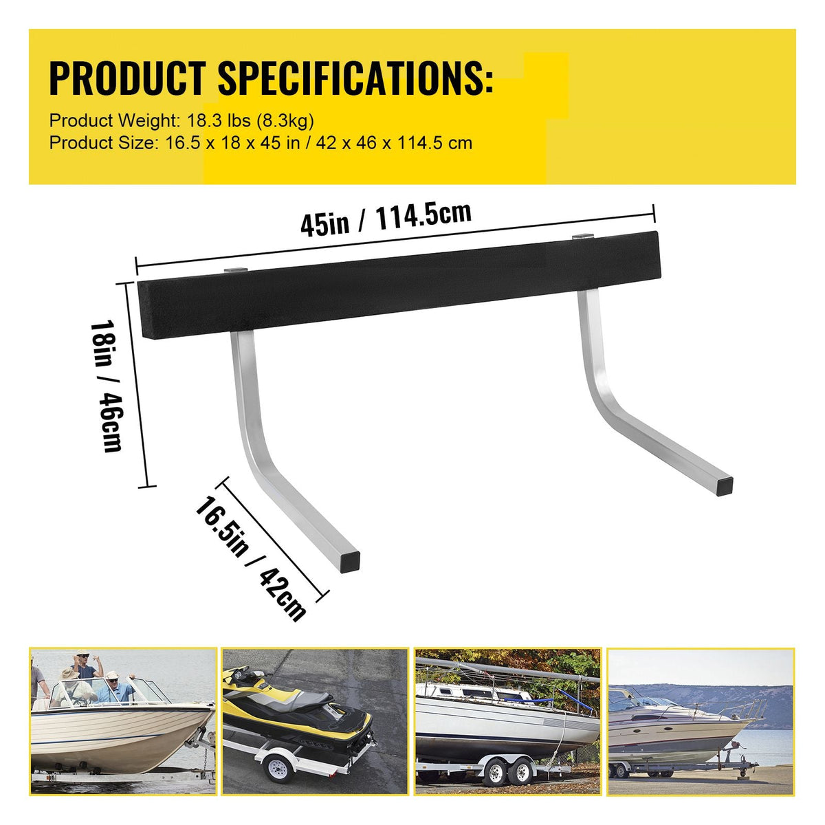 Boat Trailer Guide-ons, 2 PCS Rustproof Steel Trailer Guide ons, Trailer Guides with Carpet-Padded Boards, Mounting Parts Included, for Ski Boat, Fishing Boat or Sailboat Trailer