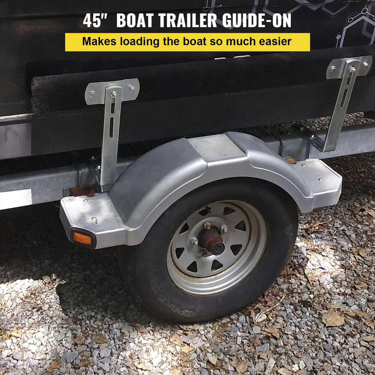 Boat Trailer Guide-ons, 48", 2 PCS Rustproof Steel Trailer Guide ons, Trailer Guides with Carpet-Padded Boards, Mounting Parts Included, for Ski Boat, Fishing Boat or Sailboat Trailer