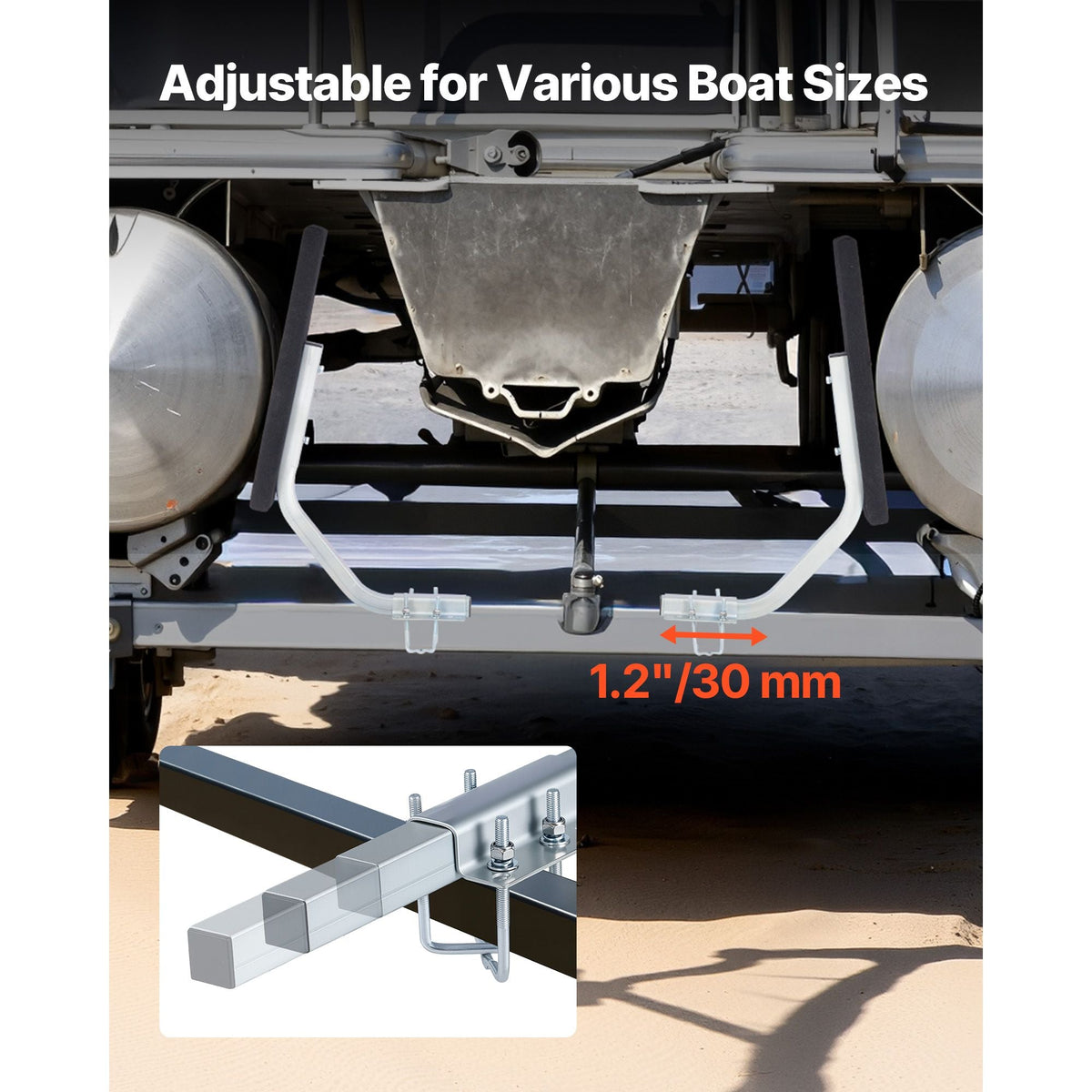 Boat Trailer Guides, 1.2 in Adjustable Width Trailers Guide, 2PCS High-Hardness Steel Trailer Guide-Ons with Thick Support Pads, Fits L-Beam, Box or C-Channel Bunk-Style Pontoon Trailers