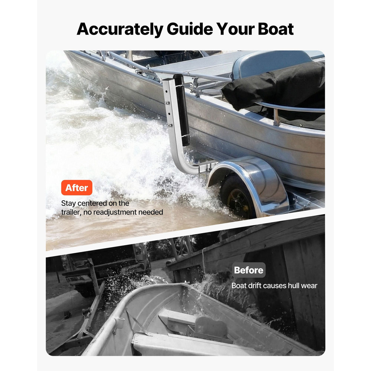 Boat Trailer Guides, 18.5 in/20.5 in Height Adjustable Trailers Guide, 2PCS Thickened High-Duty Steel Trailer Guide-Ons with Smooth Roller Guidance, for V-Hull Boats, Small to Mid-Size Boats