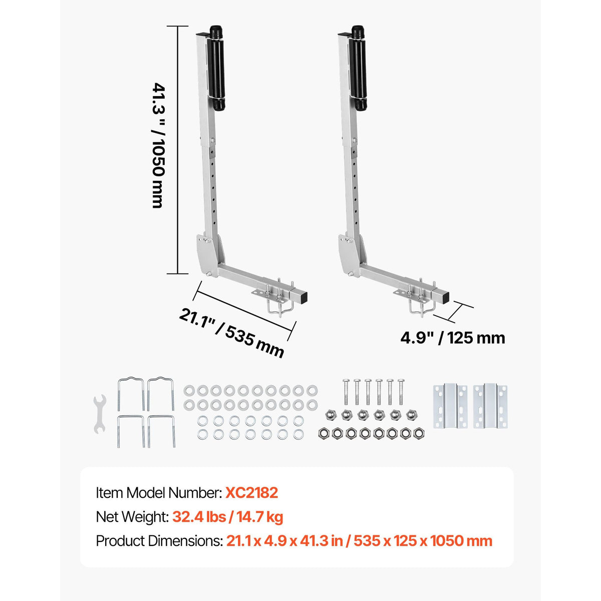Boat Trailer Guides, 27.6-41.3 in Height Adjustable Trailers Guide, 2PCS Thickened High-Duty Trailer Guide-Ons with Smooth Roller Guidance, for Over 16 in Larger Fishing Boats, Runabout Boats