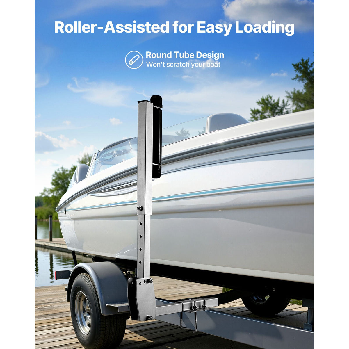 Boat Trailer Guides, 27.6-41.3 in Height Adjustable Trailers Guide, 2PCS Thickened High-Duty Trailer Guide-Ons with Smooth Roller Guidance, for Over 16 in Larger Fishing Boats, Runabout Boats