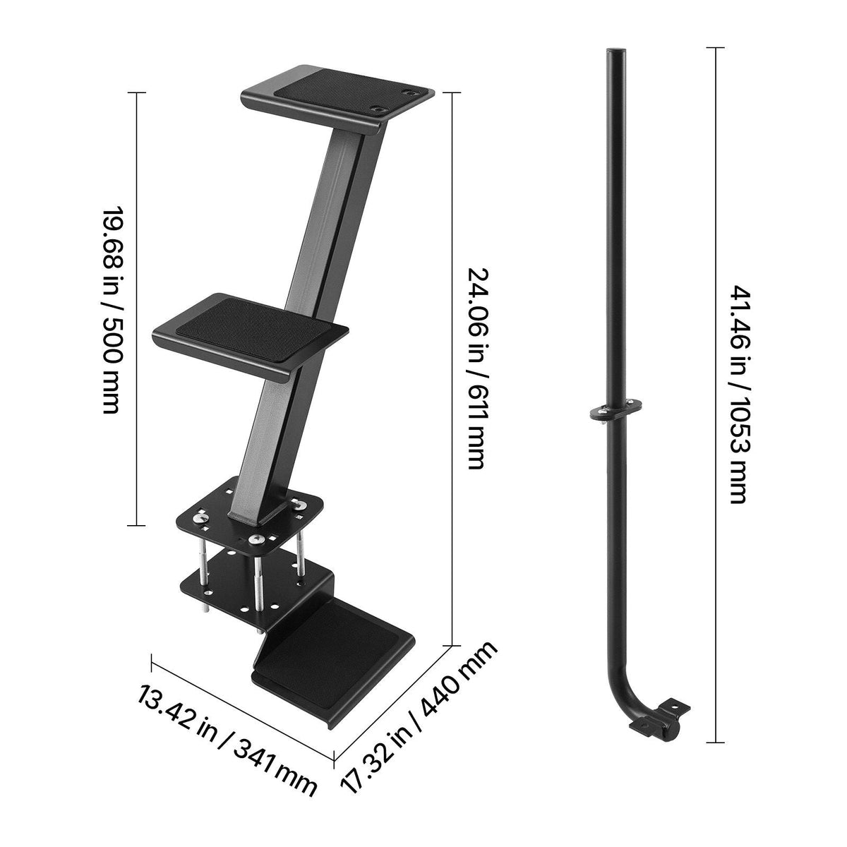 Boat Trailer Steps, 3-Step, Heavy-Duty Boat Trailer Steps with Handle, Non-Slip Surface, 3 Mounting Angle Options, Carbon Steel Ladder Suitable for 3" x 3"/3" x 5"/4" x 4" Frame, Bottom Mounting