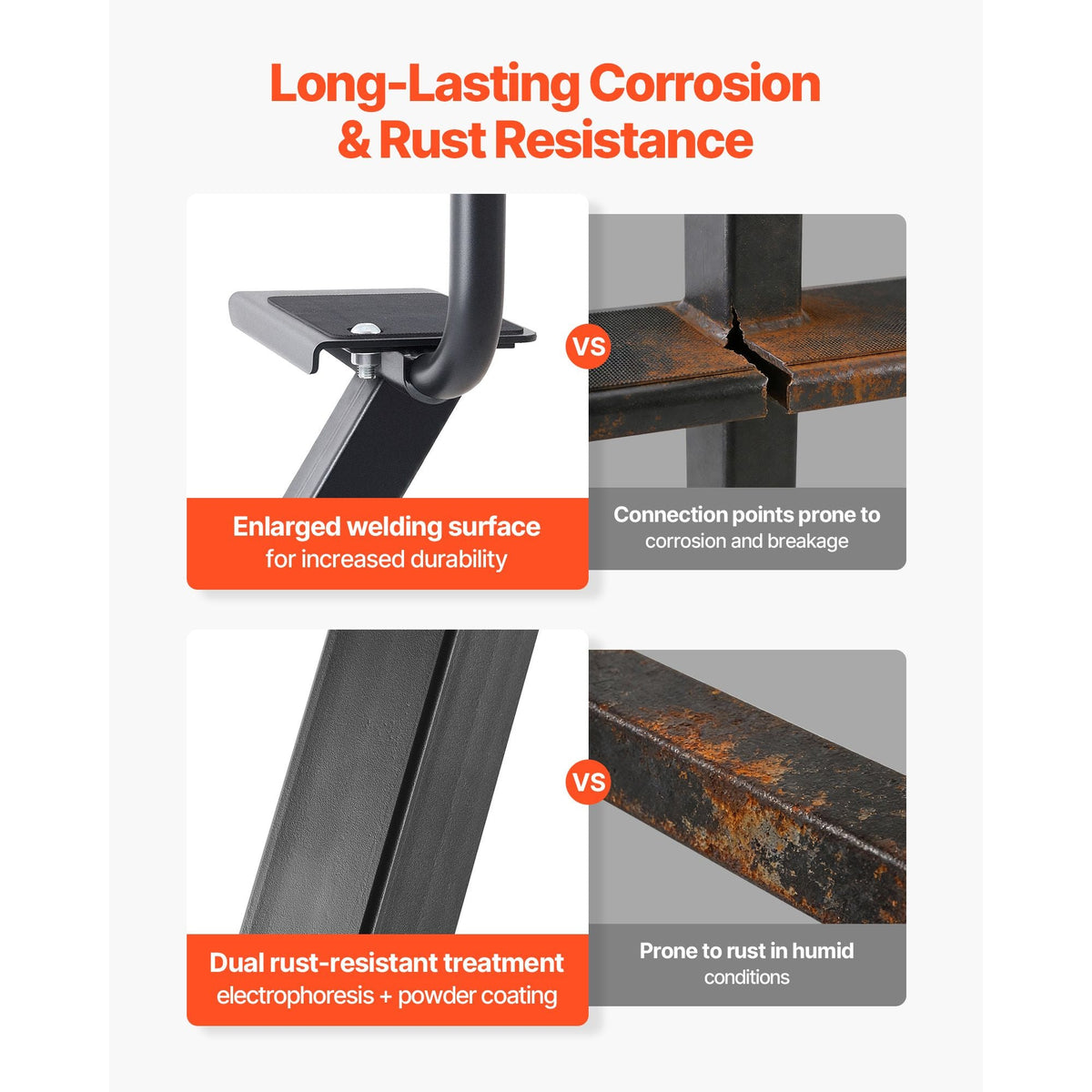 Boat Trailer Steps, 3-Step, Heavy-Duty Boat Trailer Steps with Handle, Non-Slip Surface, 3 Mounting Angle Options, Carbon Steel Ladder Suitable for 3" x 3"/3" x 5"/4" x 4" Frame, Bottom Mounting