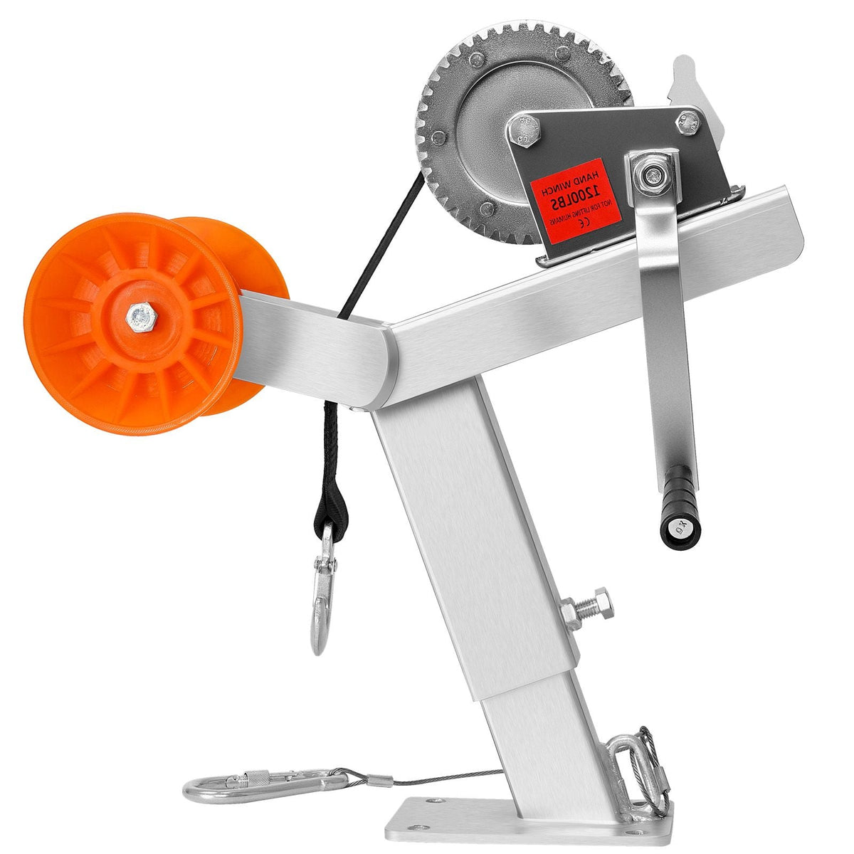 Boat Trailer Winch Stand with Roller, 1200 lbs Winch & 2 in x 25 ft Winch Strap, Boat Winch Mount with U-Bolt for 2-3 Inches W x 3-4 Inches H Trailer Tongue, Fit for Jet Ski, Sailboat, Speedboat