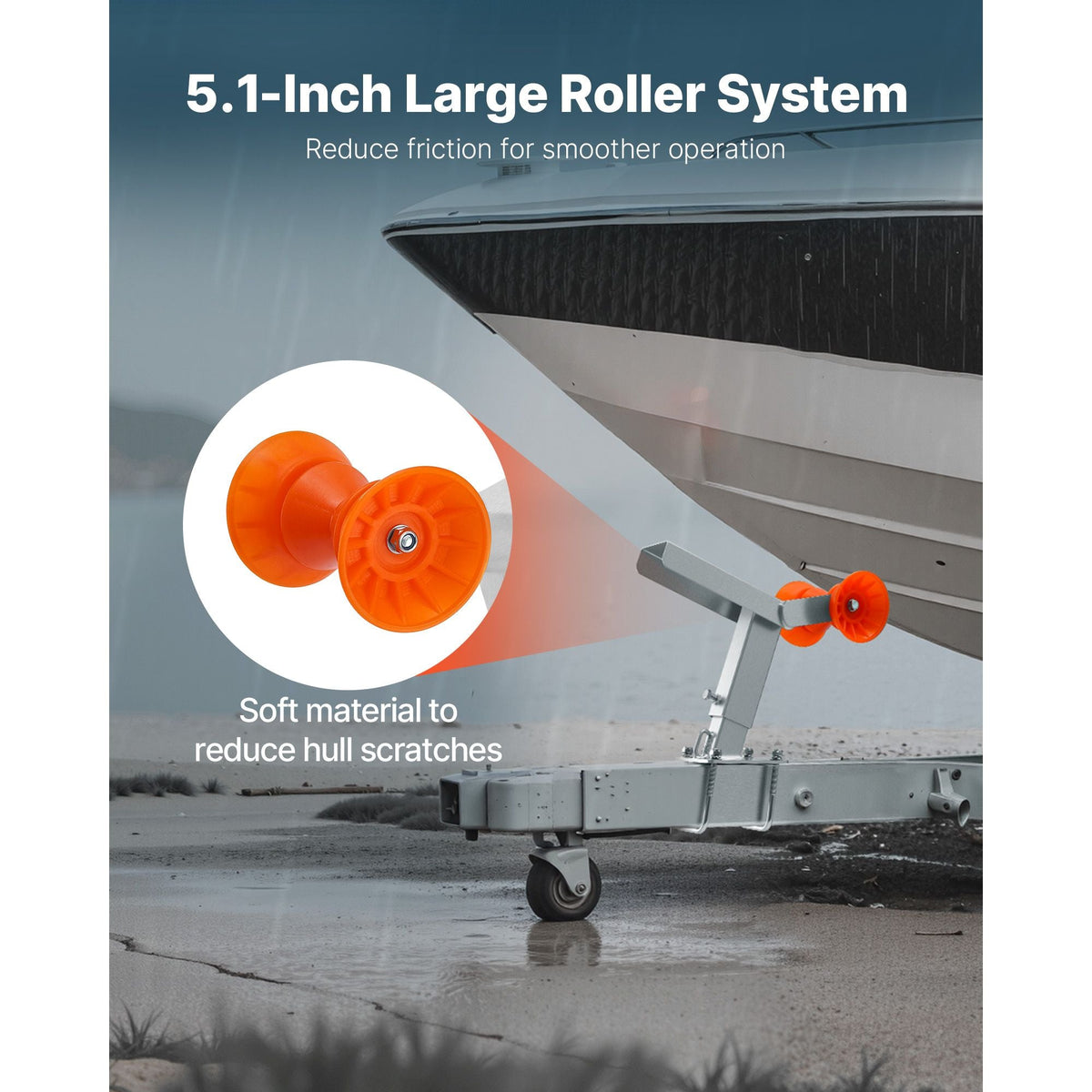 Boat Trailer Winch Stand with Roller, Adjustable Height 14.3-21.6 Inches, Boat Winch Mount with U-Bolts for 2-3 Inches W x 3-4 Inches H Trailer Tongue, Fit for Jet Ski, Sailboat, Speedboat