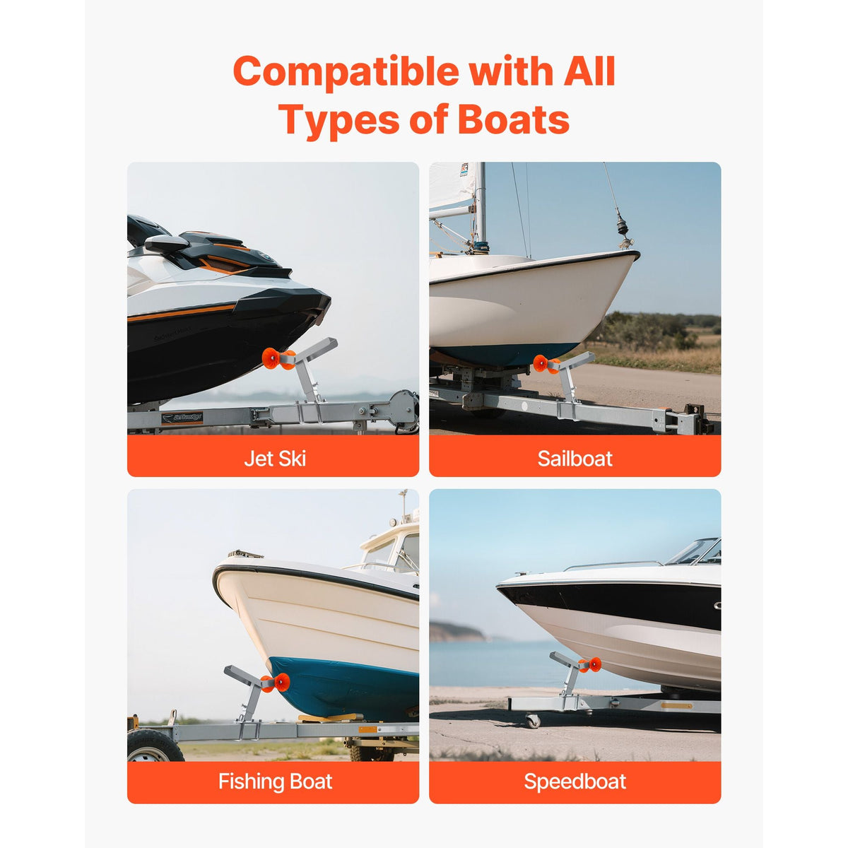 Boat Trailer Winch Stand with Roller, Adjustable Height 14.3-21.6 Inches, Boat Winch Mount with U-Bolts for 2-3 Inches W x 3-4 Inches H Trailer Tongue, Fit for Jet Ski, Sailboat, Speedboat