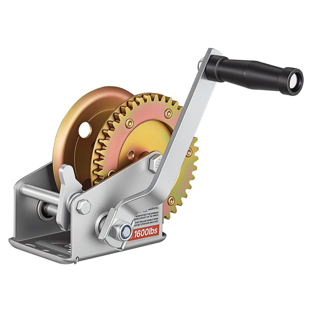 Boat Winch, 1600 lbs Hand Winch, Heavy Duty Manual Rope Crank, Portable Two-Way Ratchet, 4: 1 Gear Ratio, Easy Installation Gear for Boat Trailer ATV Towing
