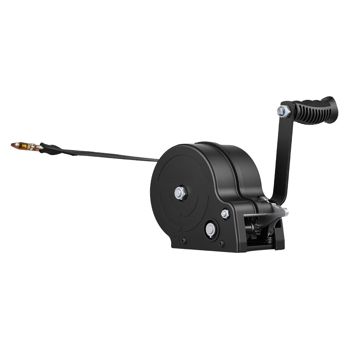 Boat Winch, 1600 lbs Hand Winch, Heavy Duty Manual Rope Crank with 20ft Orange Polyester Strap, Portable Two-Way Ratchet, 2 Speed Switchable, Anti-Slip Handle Gear for Boat Trailer ATV Towing