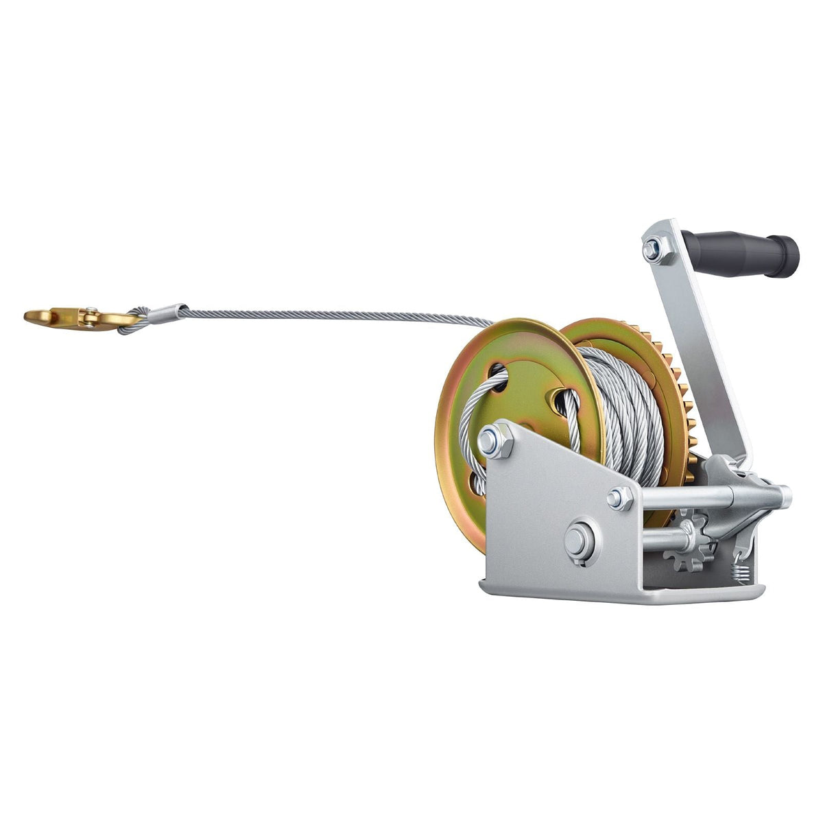 Boat Winch, 1600 lbs Hand Winch, Heavy Duty Manual Rope Crank with 32.8ft Steel Wire, Portable Two-Way Ratchet, Anti-Slip Handle, Easy Installation Gear for Boat Trailer ATV Towing