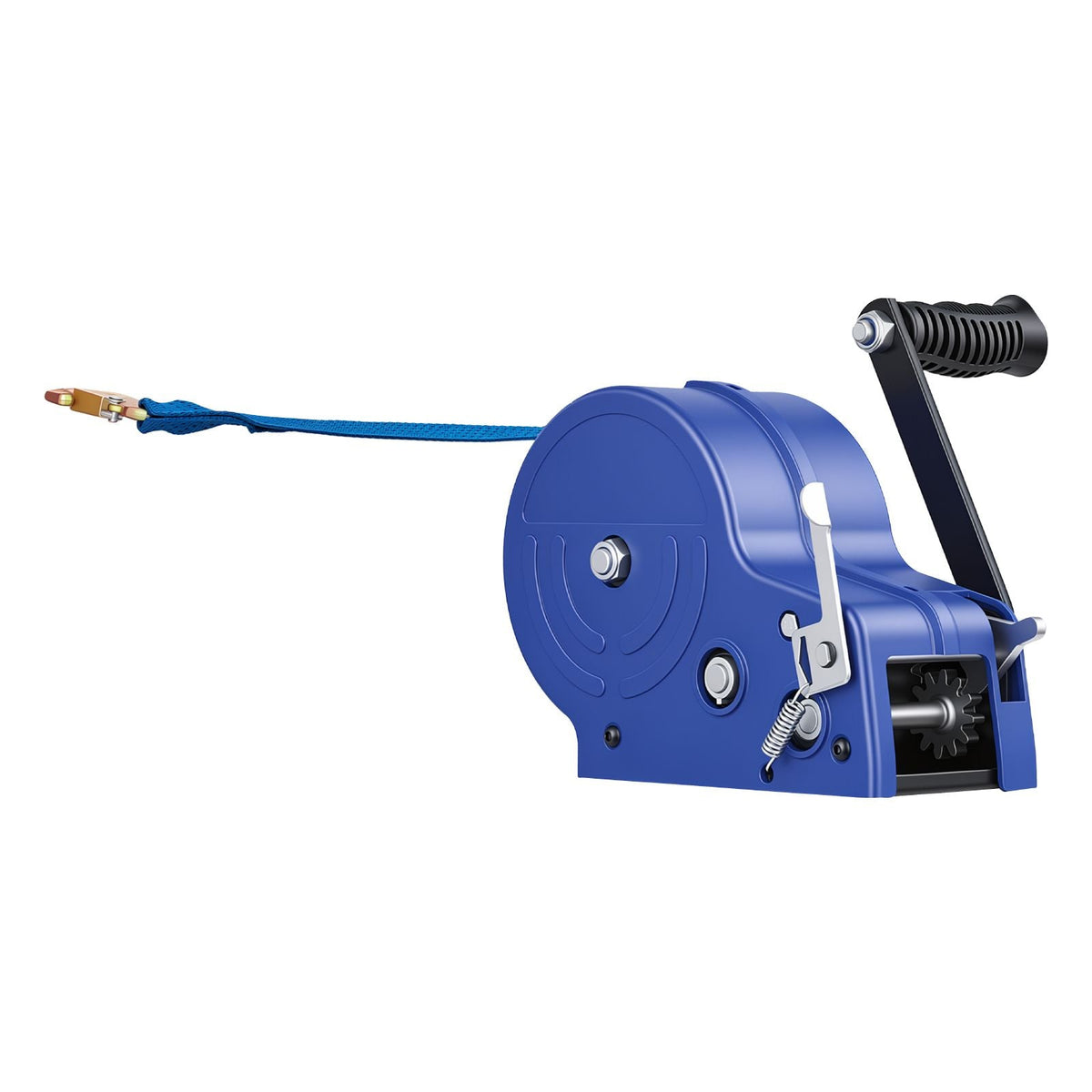 Boat Winch, 3500 lbs Hand Winch, Heavy Duty Manual Rope Crank with 20ft Gray-Black Polyester Strap, Portable Two-Way Ratchet, Anti-Slip Handle Gear for Boat Trailer ATV Towing