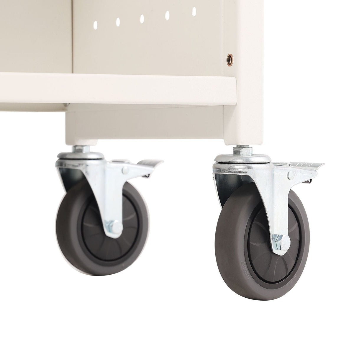 Book Cart, 330 lbs Library Cart, 31.1" x 15.2" x 49.2" Rolling Book Cart, Single Sided L-Shaped Flat Shelves with 4-Inch Lockable Wheels for Home Shelves Office and School, Book Truck in White