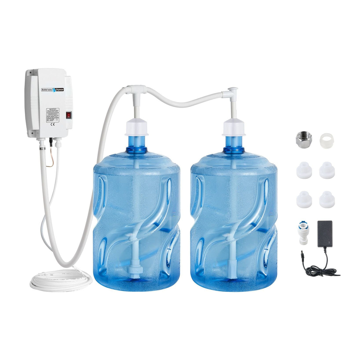Bottled Water Dispenser Pump System, 2x5 Gallon Dispensing System, Automatic Electric Water Dispenser, Double-Pipe Water Jug Pump, Compatible Use with Coffee/Tea Machine, Refrigerator, Ice Maker