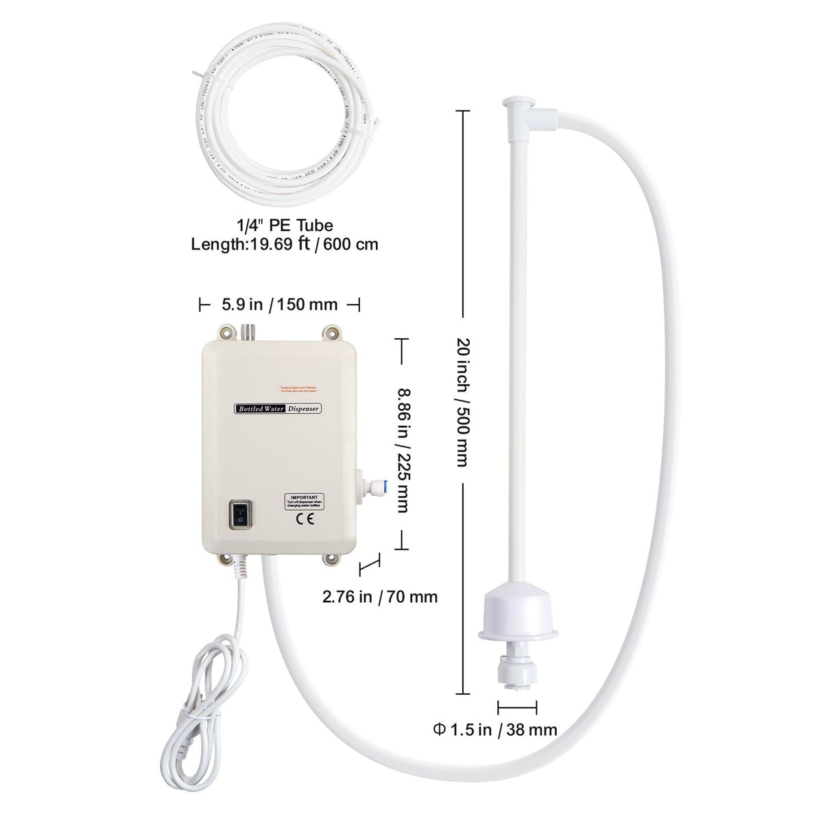 Bottled Water Dispenser Pump System, 5 Gallon Dispensing System, Automatic Electric Water Dispenser, Single Inlet Water Jug Pump, Compatible Use with Coffee/Tea Machine, Refrigerator, Ice Maker