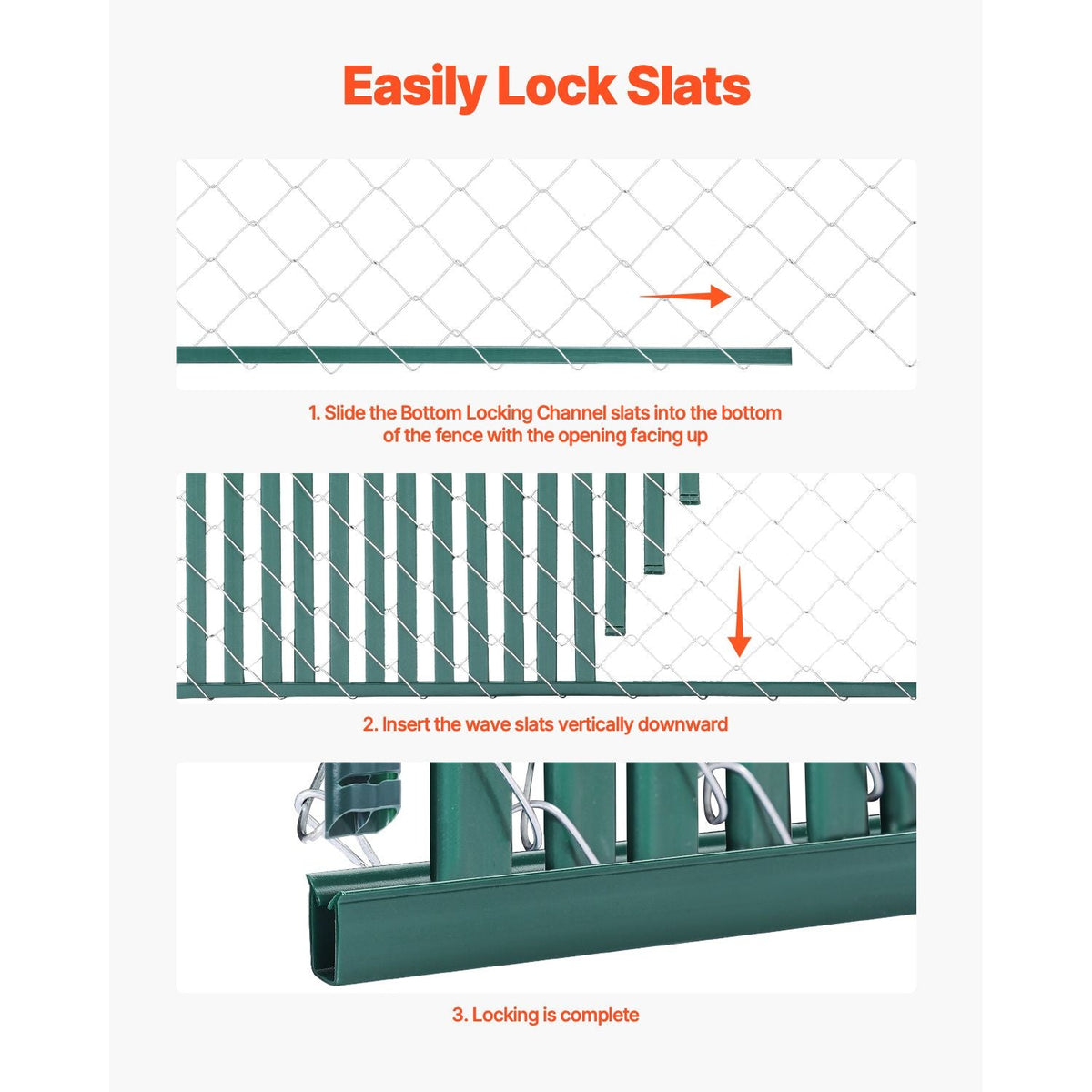 Bottom Locking Privacy Slats, Double-Wall Vertical Bottom-Locking Slats for Chain-Link Fence, High-Density HDPE Chain Link Slats Ideally Fit 4' High Fence for Garden, Farm, Sports Field(Green)