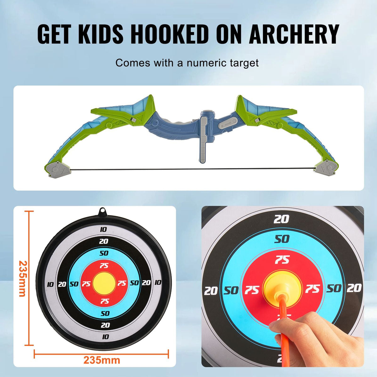 Bow and Arrow Set for Kids, 2 Pack LED Light Up Archery Set with 20 Suction Cup Arrows, 2 Hanging Targets, 2 Quivers, 3 Target Cans, Outdoor Toy Birthday Gift for Boy & Girl 6 7 8 9 10+ Year Old