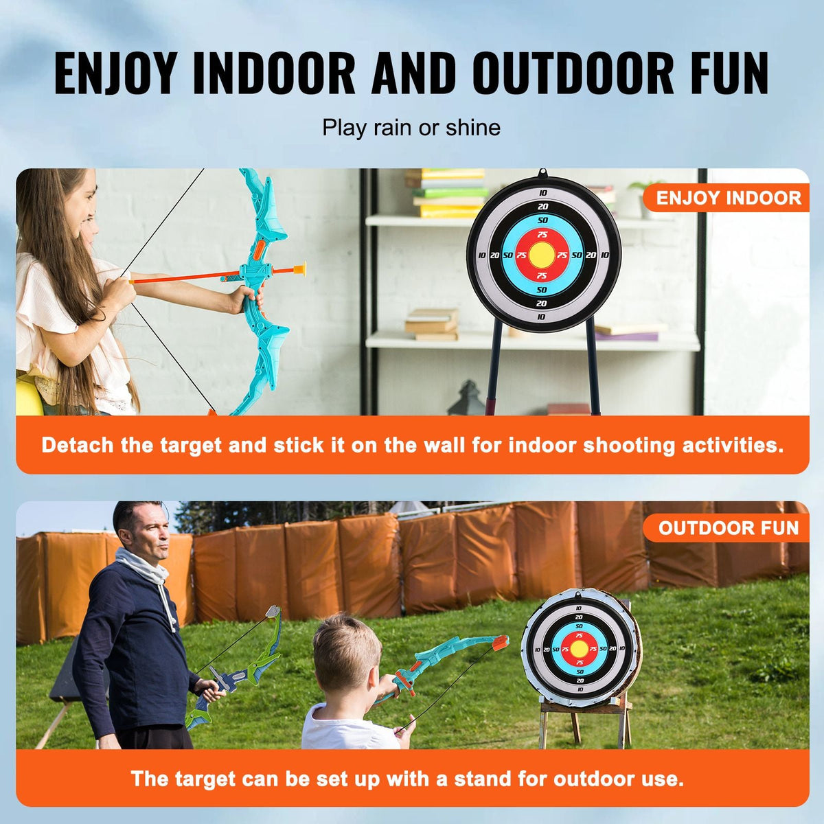 Bow and Arrow Set for Kids, 2 Pack LED Light Up Archery Set with 20 Suction Cup Arrows, 2 Hanging Targets, 2 Quivers, 3 Target Cans, Outdoor Toy Birthday Gift for Boy & Girl 6 7 8 9 10+ Year Old