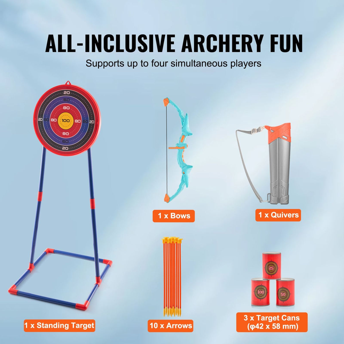 Bow and Arrow Set for Kids, LED Light Up Archery Set with 10 Suction Cup Arrows, Standing Target, Quiver, 3 Target Cans, Outdoor Toy for Boys & Girls 6 7 8 9 10+ Years Old, Birthday Gift for Kid