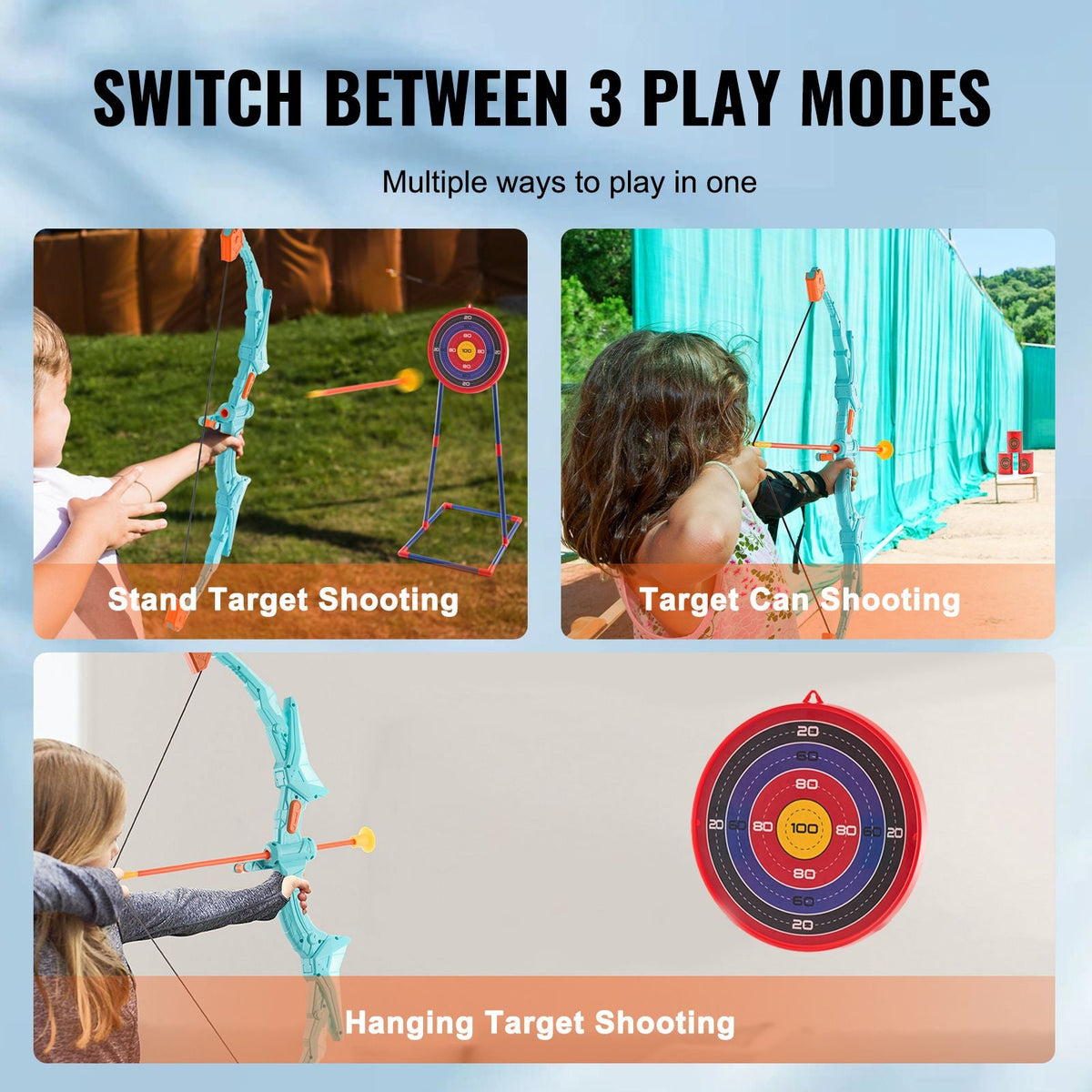 Bow and Arrow Set for Kids, LED Light Up Archery Set with 10 Suction Cup Arrows, Standing Target, Quiver, 3 Target Cans, Outdoor Toy for Boys & Girls 6 7 8 9 10+ Years Old, Birthday Gift for Kid