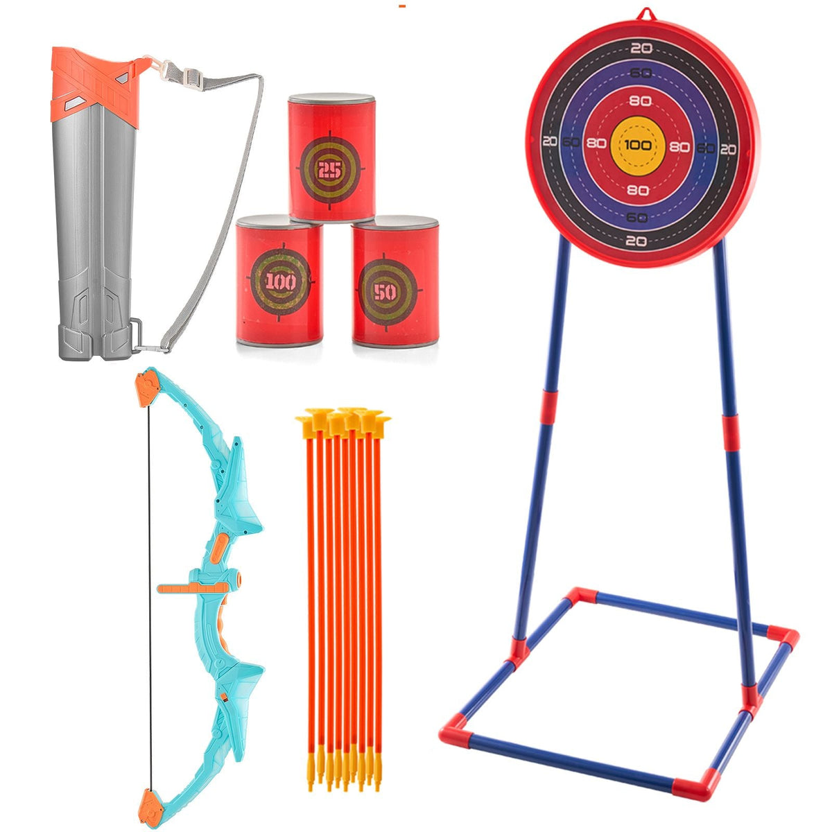 Bow and Arrow Set for Kids, LED Light Up Archery Set with 10 Suction Cup Arrows, Standing Target, Quiver, 3 Target Cans, Outdoor Toy for Boys & Girls 6 7 8 9 10+ Years Old, Birthday Gift for Kid