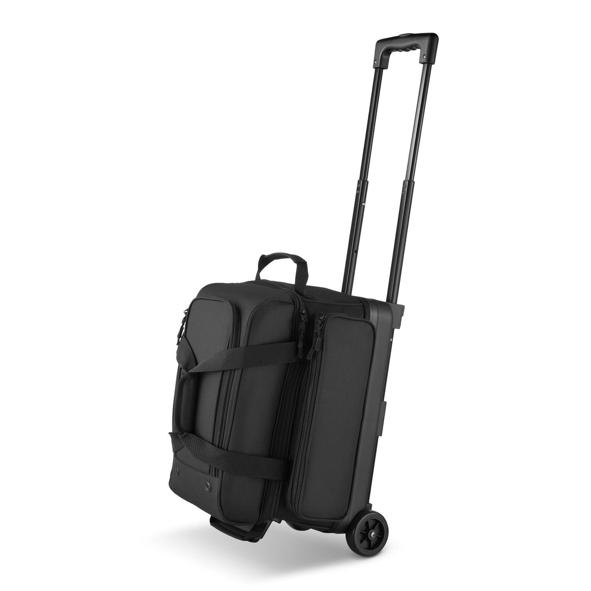 Bowling Ball Bag, 2 Ball Double Roller Bowling Bag with Wheels, Featuring a Separate Compartment for Shoes (Up To US Size 16) & Oversized Accessory Pocket, Retractable Handle Extends to 41.32 in