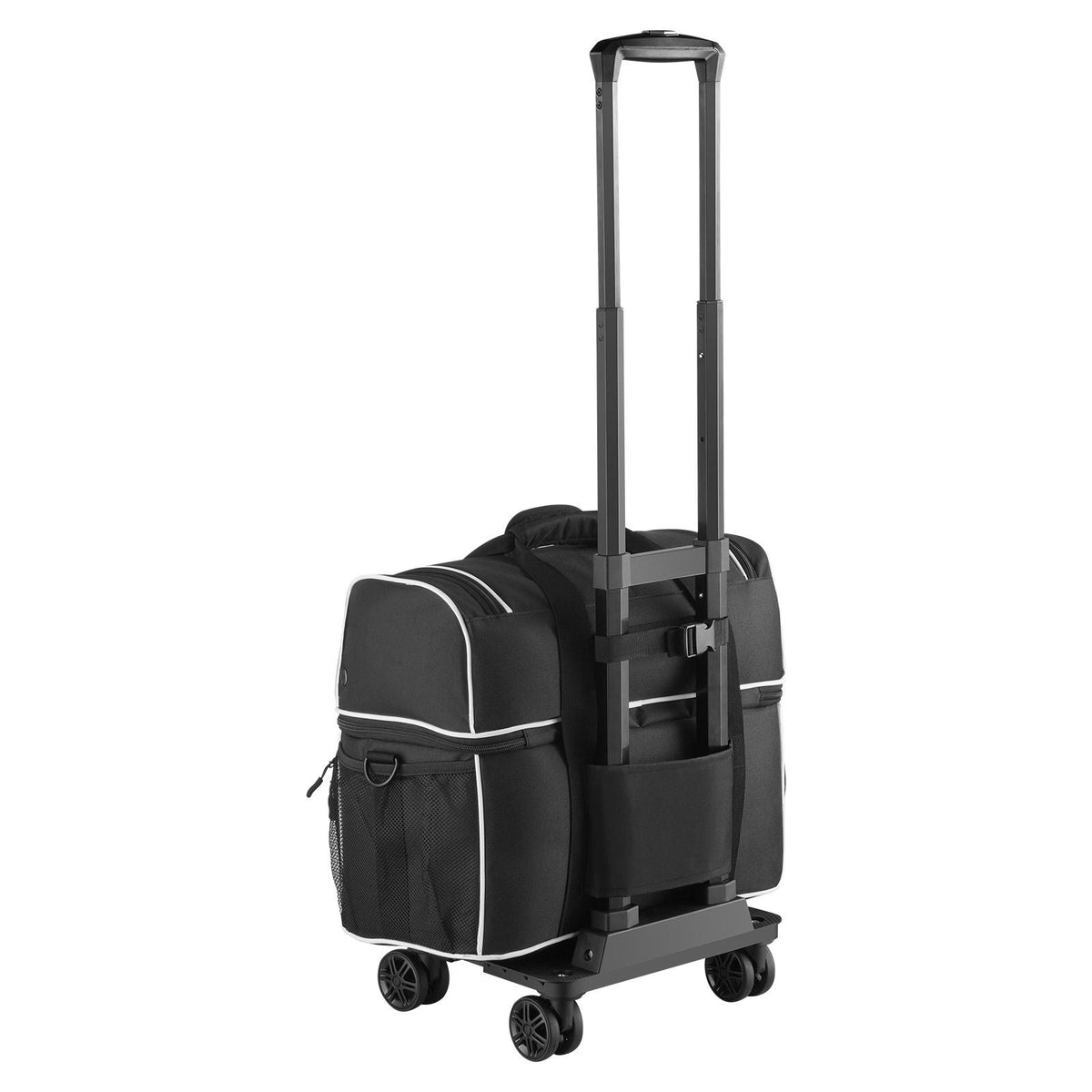 Bowling Ball Bag, 2 Ball Four Roller Bowling Bag with Wheels, Featuring a Separate Compartment for Shoes (Up To US Size 16) & Oversized Accessory Pocket, Retractable Handle Extends to 37.4 in
