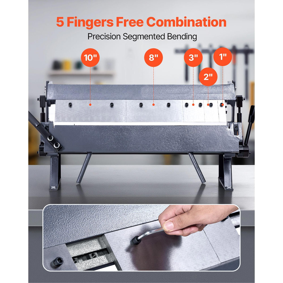 Box and Pan Brake, 24 in Sheet Metal Bending Brake,16-Gauge Mild Steel Capacity, 0-135 Degree Adjustable, Metal Bender Machine with 5 Fingers, Heavy-Duty Aluminum Folder for Precise Bending