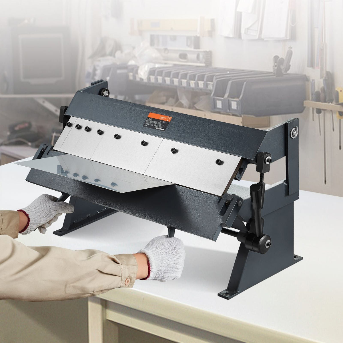 Box and Pan Brake, 24-Inch, 0-130 Degrees Sheet Metal Bending Brake, Portable Metal Bender with 20 Gauge Low Carbon Steel 14 Gauge Aluminum Capacity, 5 Adjustable Fingers for Metal Bending