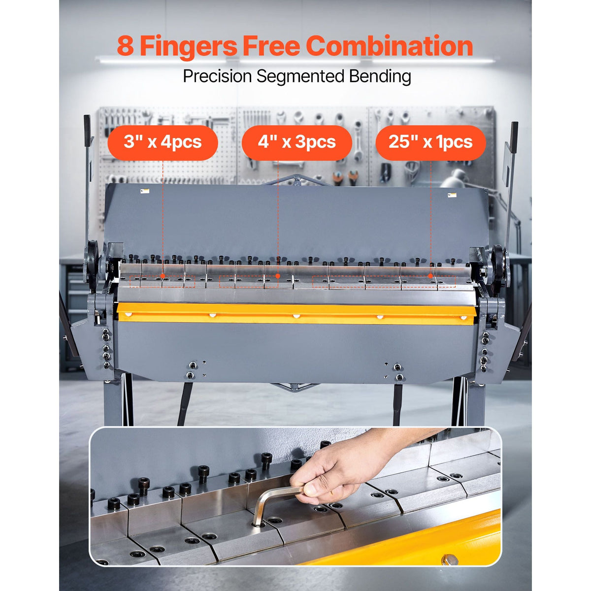 Box and Pan Brake, 48 in Sheet Metal Bending Brake, 12-Gauge Mild Steel Capacity, 0-135 Degree Adjustable, Metal Bender Machine with 8 Fingers, Heavy-Duty Aluminum Folder for Precise Bending
