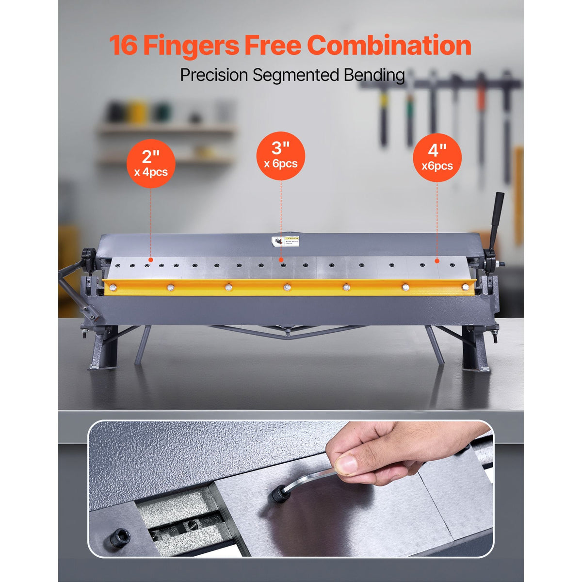 Box and Pan Brake, 50 in Sheet Metal Bending Brake,16-Gauge Mild Steel Capacity, 0-135 Degree Adjustable, Metal Bender Machine with 16 Fingers, Heavy-Duty Aluminum Folder for Precise Bending