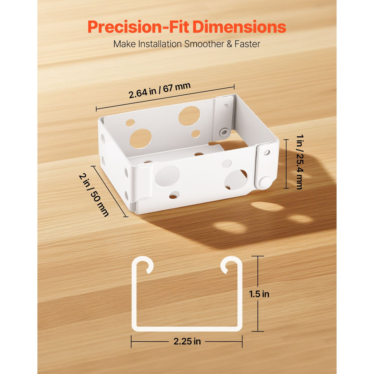 Box Mounting Brackets, 2 Pcs, Box Blind Bracket for Window Blinds, Fit for 1.5 x 2.25 inch Headrails, with Self-Tapping Screws and Expansion Tubes, Sturdy Iron, for Blinds Installation, White