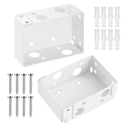 Box Mounting Brackets, 2 Pcs, Box Blind Bracket for Window Blinds, Fit for 1.5 x 2.25 inch Headrails, with Self-Tapping Screws and Expansion Tubes, Sturdy Iron, for Blinds Installation, White