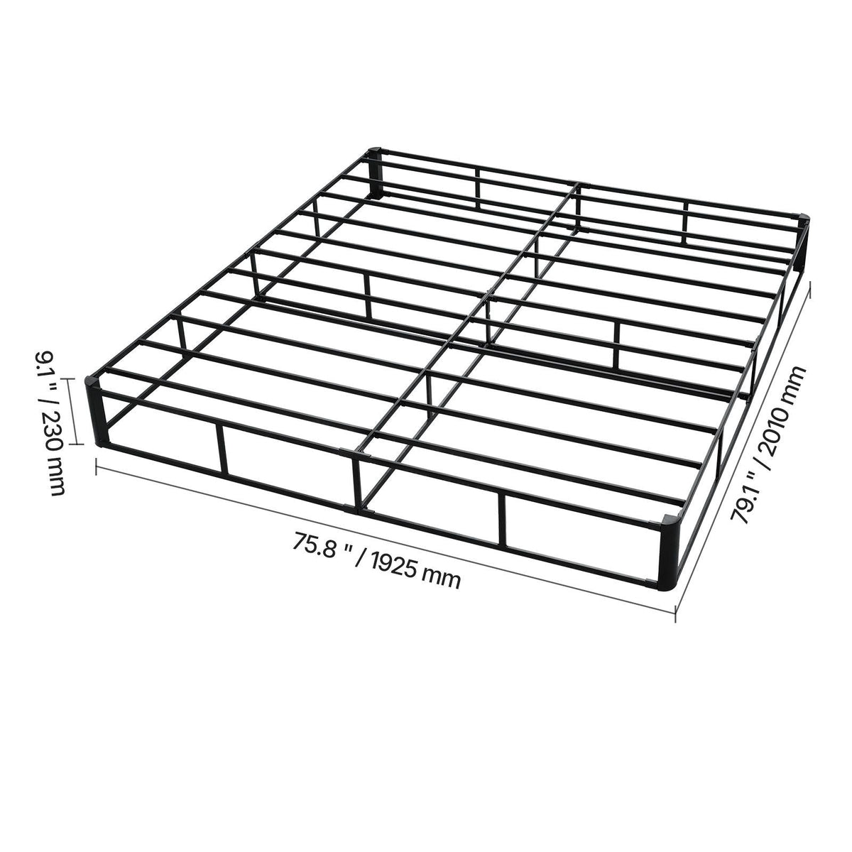 Box Spring, King Size Bed Frame with Washable Fabric Cloth, Heavy Duty Metal Frame for King Bed, 9 in Mattress Foundation, 3500 lbs Max Weight Capacity, Easy Assembly, 79.1 L x 75.8 W x 9.1 H in