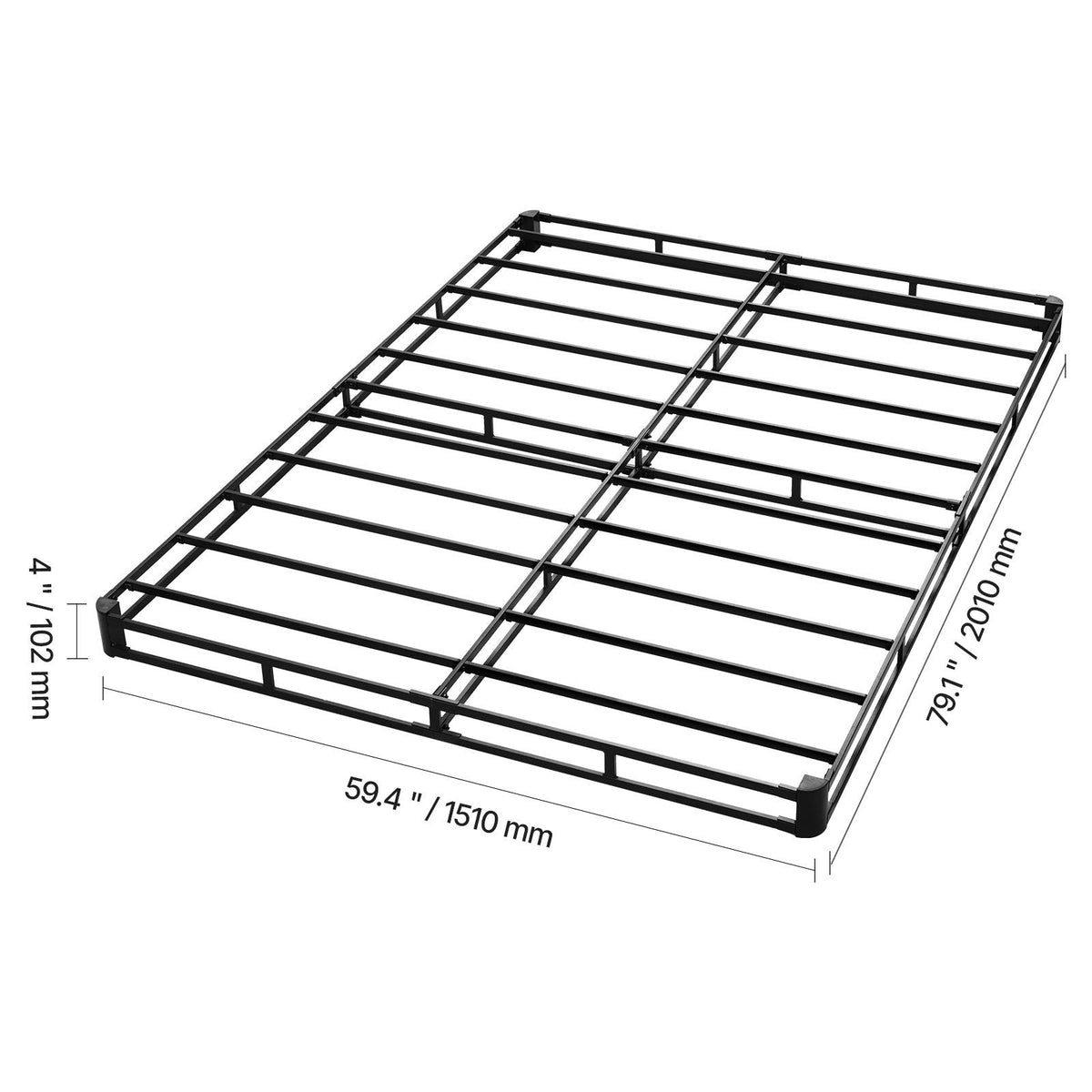 Box Spring, Queen Size Bed Frame with Washable Fabric Cloth, Heavy Duty Metal Frame for Queen Bed, 4 in Mattress Foundation, 3500 lbs Max Weight Capacity, Easy Assembly, 79.1 L x 59.4 W x 4 H in
