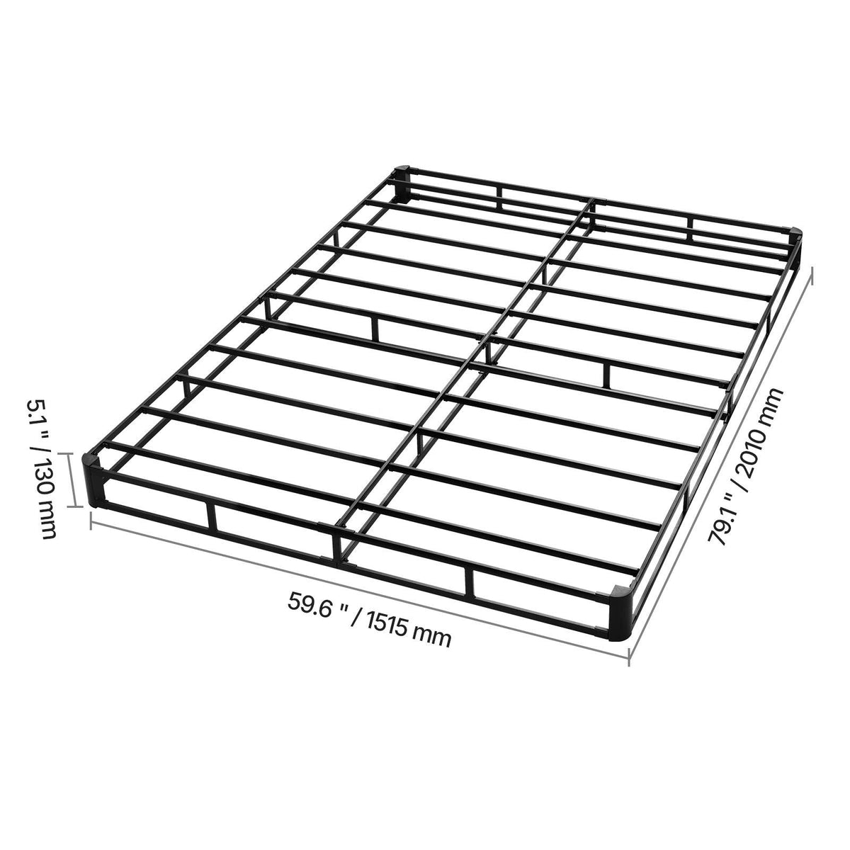 Box Spring, Queen Size Bed Frame with Washable Fabric Cloth, Heavy Duty Metal Frame for Queen Bed, 5 in Mattress Foundation, 3500 lbs Max Weight Capacity, Easy Assembly, 79.1L x 59.6W x 5.1H in