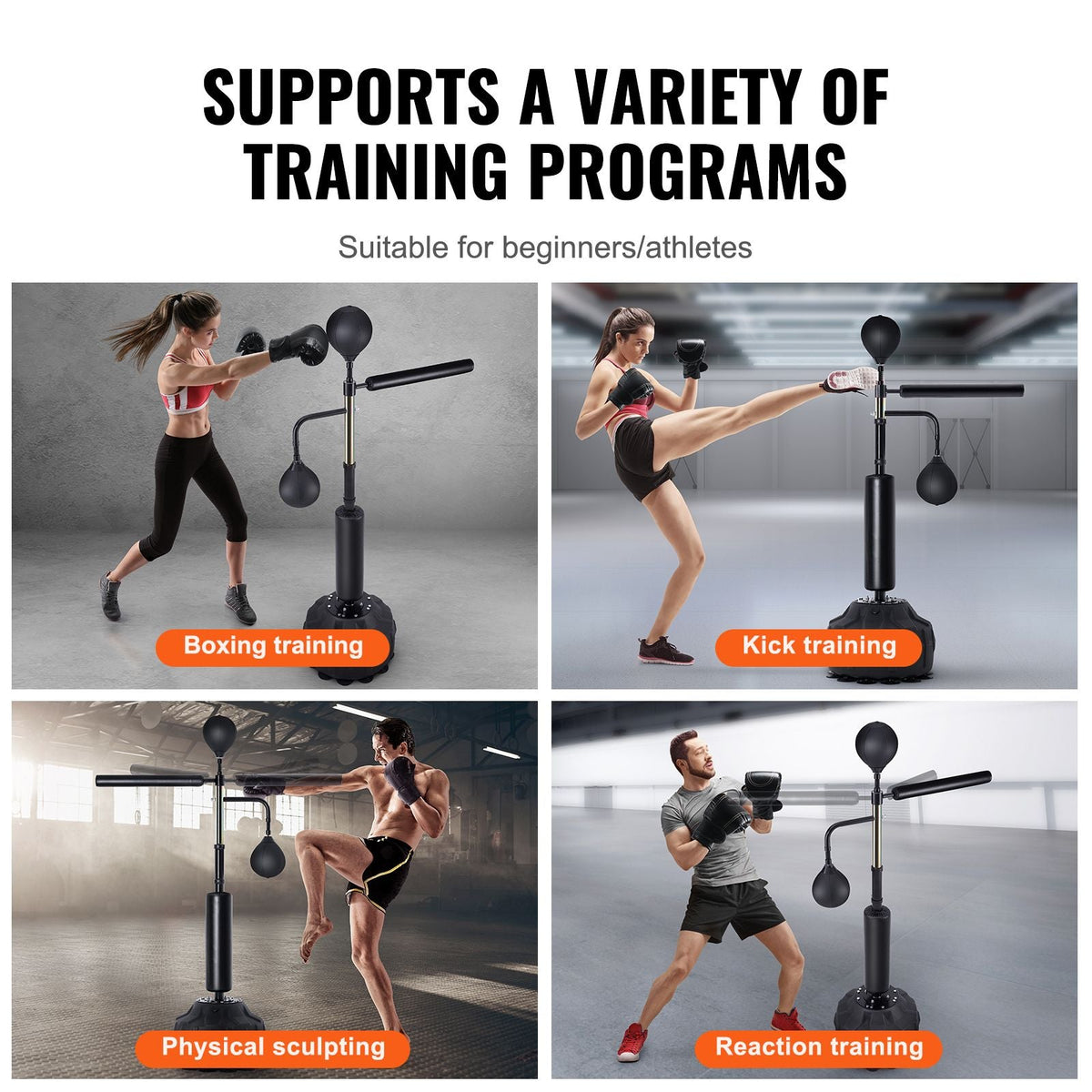 Boxing Speed Trainer, Punching Bag with Stand, Reflex Boxing Bag for Teens & Adults, Height Adjustable Free Standing Strike Bag Set with Gloves, Workout Speed Bag for Home Gym Training, Black