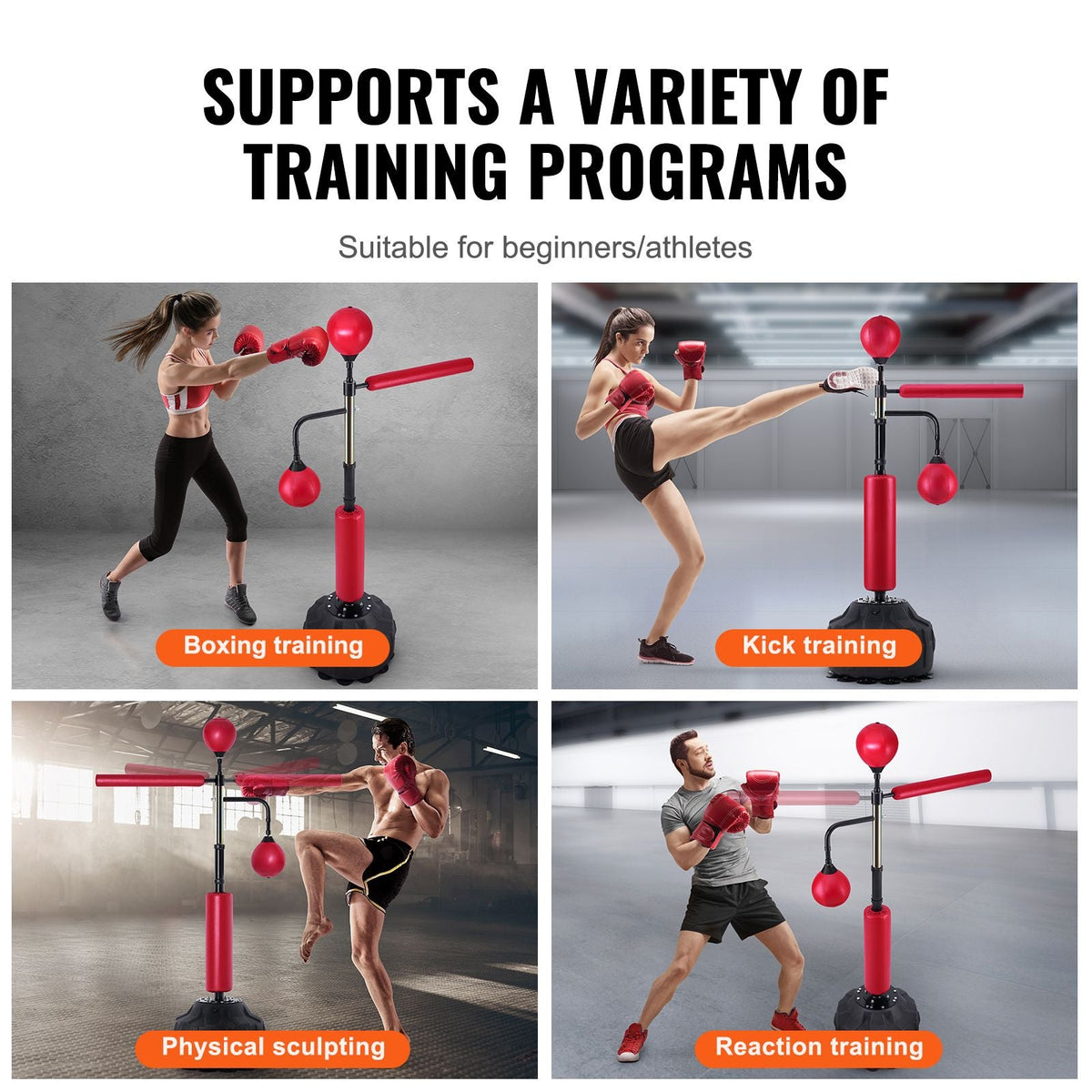 Boxing Speed Trainer, Punching Bag with Stand, Reflex Boxing Bag for Teens & Adults, Height Adjustable Free Standing Strike Bag Set with Gloves, Workout Speed Bag for Home Gym Training, Red