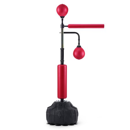 Boxing Speed Trainer, Punching Bag with Stand, Reflex Boxing Bag for Teens & Adults, Height Adjustable Free Standing Strike Bag Set with Gloves, Workout Speed Bag for Home Gym Training, Red