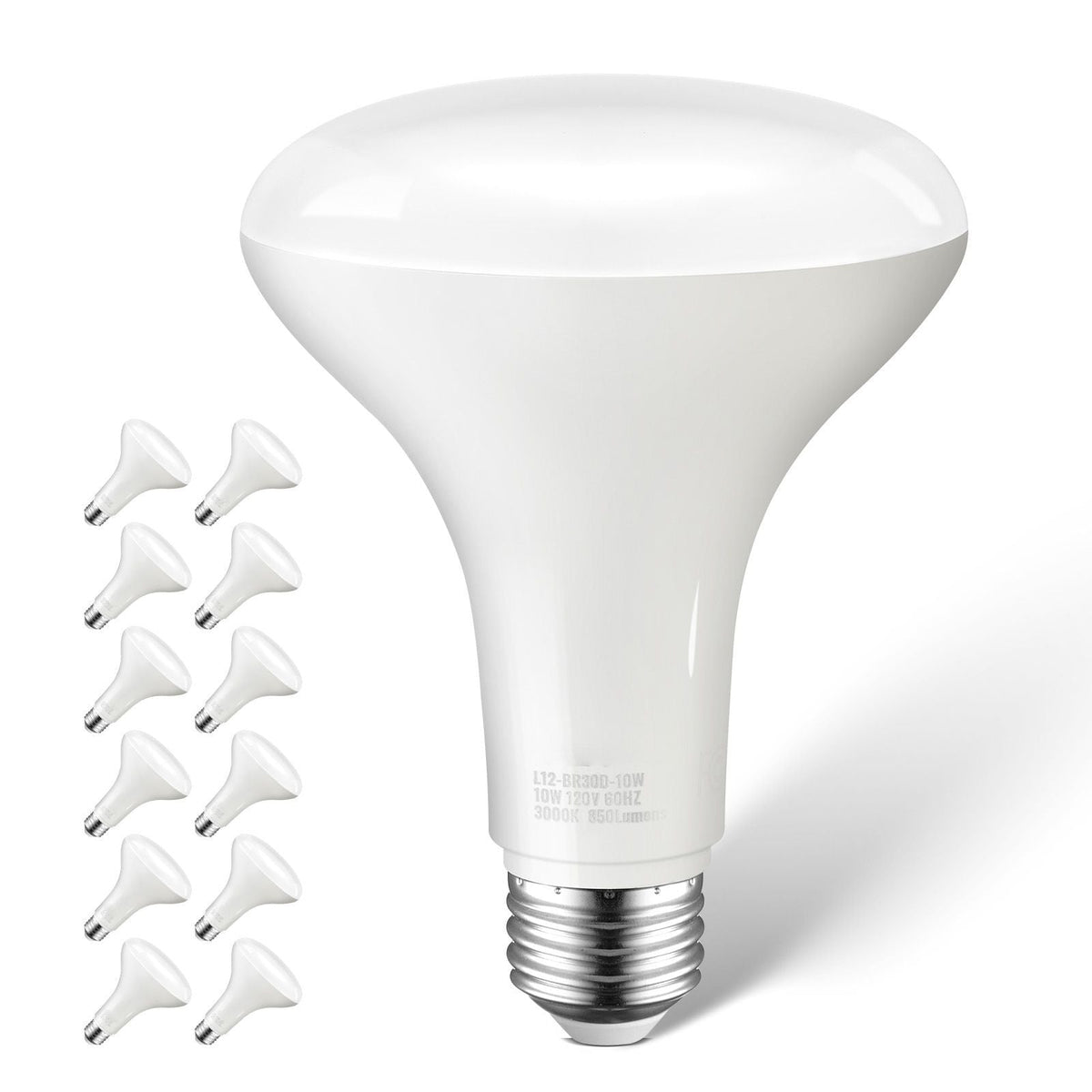 BR30 Flood Light Bulb, 12 Pack LED Indoor Flood Lights, 850 Lumens LED Flood Light Bulbs, E26 Standard Base, 3000K Warm Light, 15,000 Hour Lifetime, Stepless Dimmable Recessed Can Light Bulbs