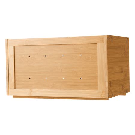 Bread Box for Kitchen Counter, Large Capacity Bamboo Bread Storage Container, Farmhouse Wooden Breadbox Organizer for Homemade Bread, Storage Holder Bin with Acrylic Wavy Door Panel, Natural