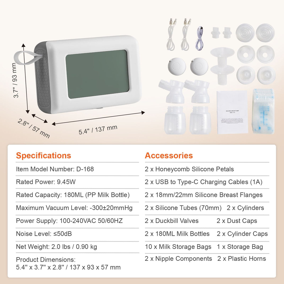Breast Pump, Single/Double Adjustable Electric Breast Pumps, 4 Modes & 9/15 Levels, Reciprocating Piston Pumps, 4000mAH Anti-Backflow Breastfeeding Pump with 300mmHg High Suction, 18/22mm Flange