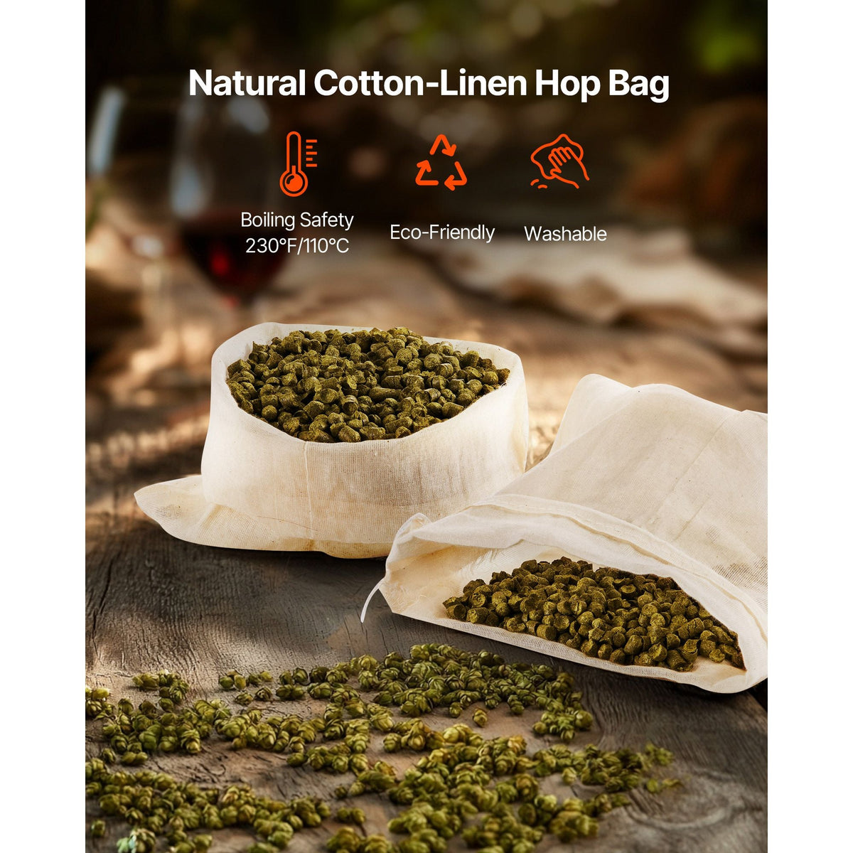 Brew Bags, 2 PCS Food Grade Nylon Material Grain Bag, 10 PCS Natural Cotton-Linen Hop Bag, Easy to Clean, Reusable & Ultra-Fine Mesh Home Brewing Bags, Only for Our Automatic Beer Brewer