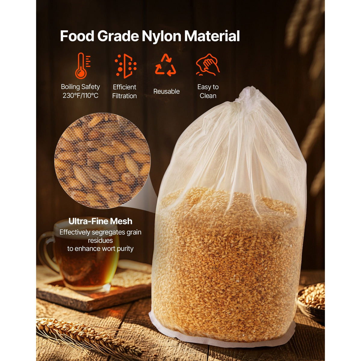 Brew Bags, 2 PCS Food Grade Nylon Material Grain Bag, 10 PCS Natural Cotton-Linen Hop Bag, Easy to Clean, Reusable & Ultra-Fine Mesh Home Brewing Bags, Only for Our Automatic Beer Brewer