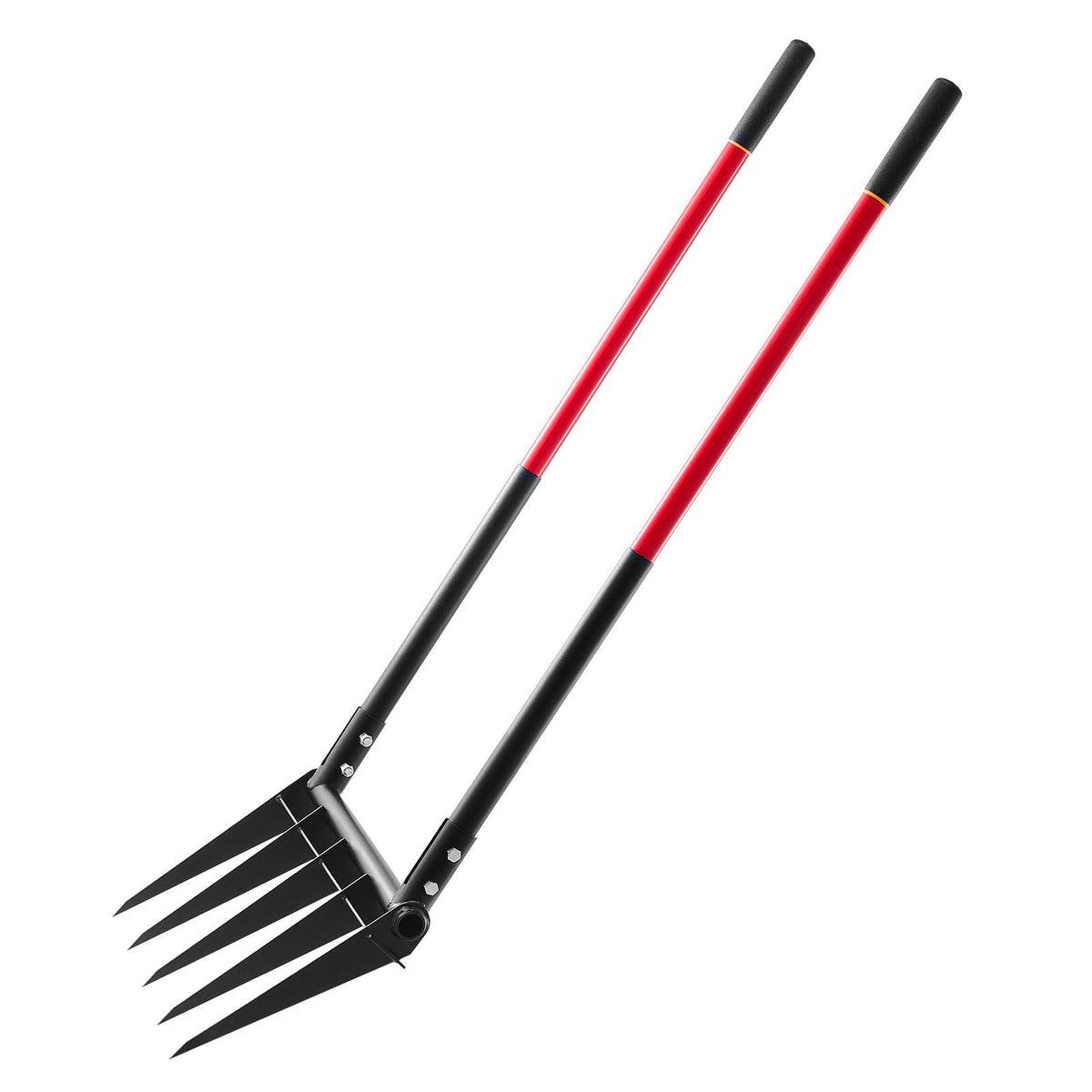Broad Fork, 5-Tine Pitchfork with Dual Fiberglass Handles, Heavy Duty Garden Fork , Ergonomic U-Shaped Design Broadfork Hand Tiller, Gardening Tool for Composting Transplanting Aeration