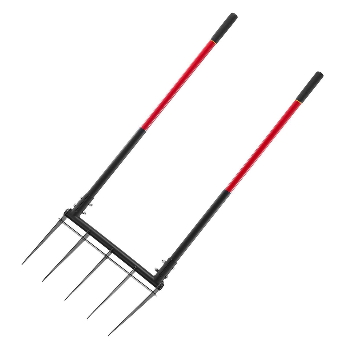 Broad Fork, 5-Tine Pitchfork with Dual Fiberglass Handles, Heavy Duty Garden Fork , Ergonomic U-Shaped Design Broadfork Hand Tiller, Gardening Tool for Composting Transplanting Aeration