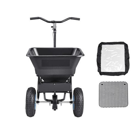 Broadcast Spreader, 100LBS4Capacity, Walk-Behind Push Spreader, 0-9.8ft Spreading Width, 13 in All Terrain Pneumatic Tires, Lawn Spreaders with Hopper Grate, for Seed, Fertilizer, Salt, Ice Melt
