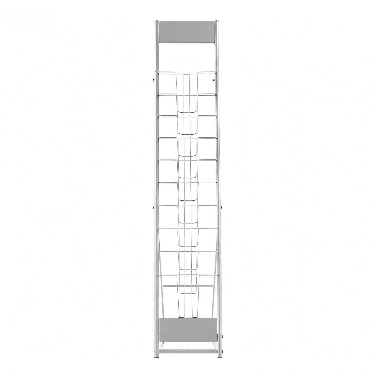 Brochure Display Rack, 10 Pockets Magazine Literature Display Stand, Portable Floor Standing Magazine Rack, Metal Newspaper Catalog Holders for Shop, Exhibitions, Office, Trade Show, Silver